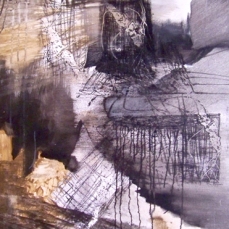 "Horizont", 2000, Acryl und Linoldruck auf Leinwand